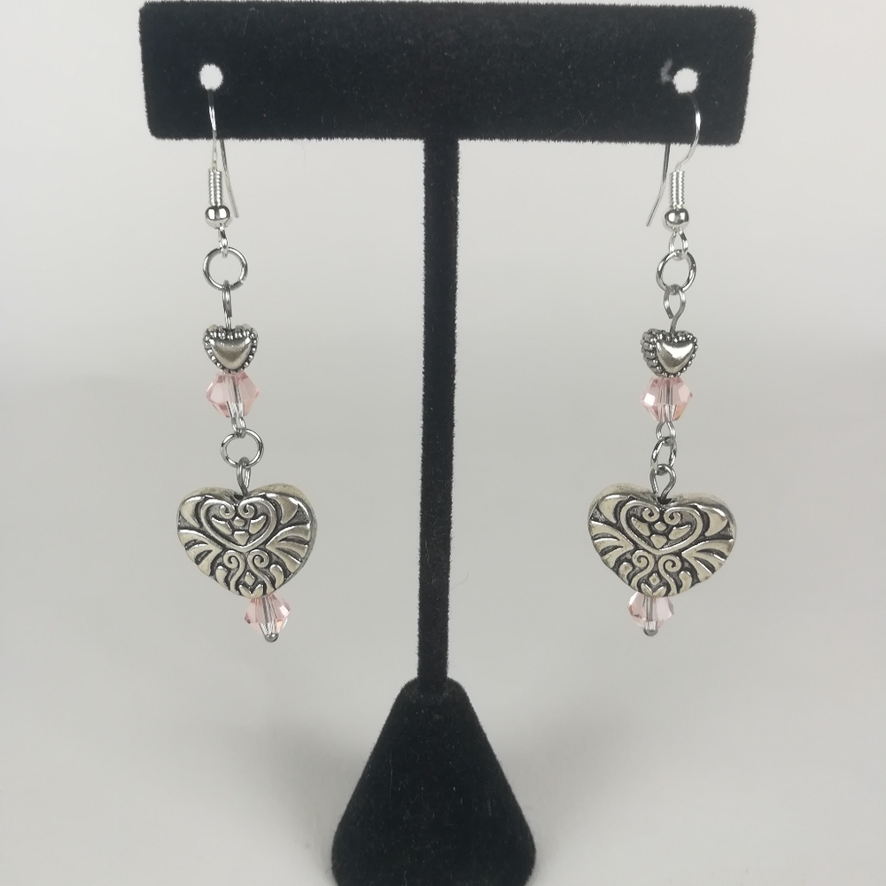 OOAK elegant dangle heart earrings romantic love valentine's day